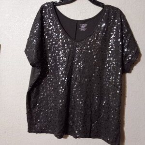 LANE BRYANT TAUPE SEQUIN TOP SIZE 16/20